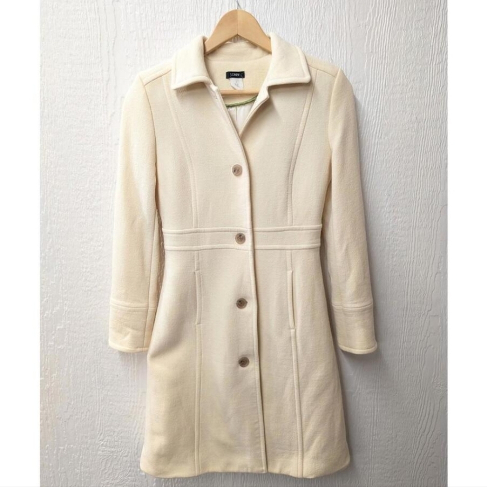 J. Crew Cream Wool Blend Lady Coat